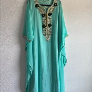 Elegant Turquoise Butterfly Caftan